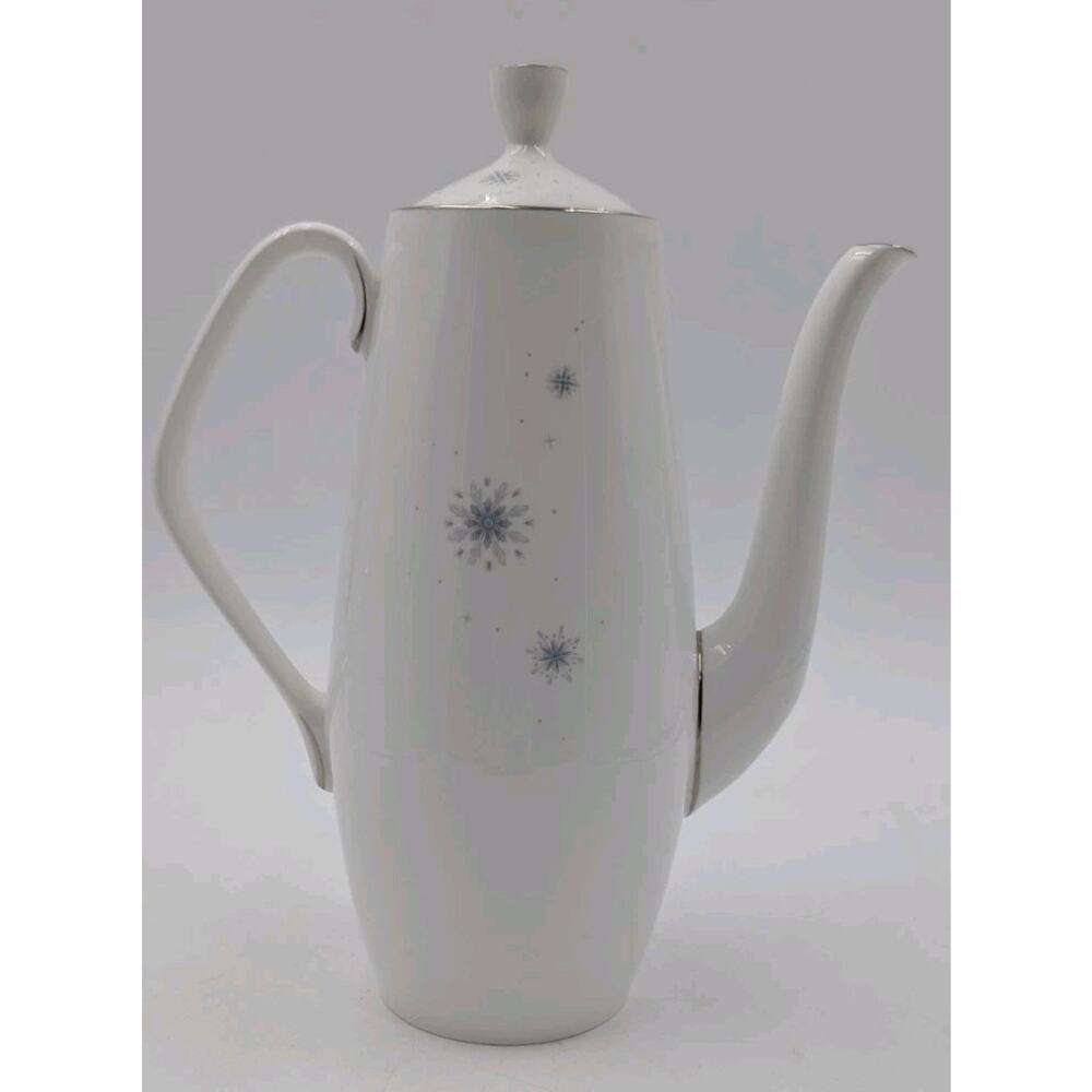 Royal Worcester Celeste Coffee Pot Bone China Snowflake Starburst England 10.5" - Picture 2 of 9